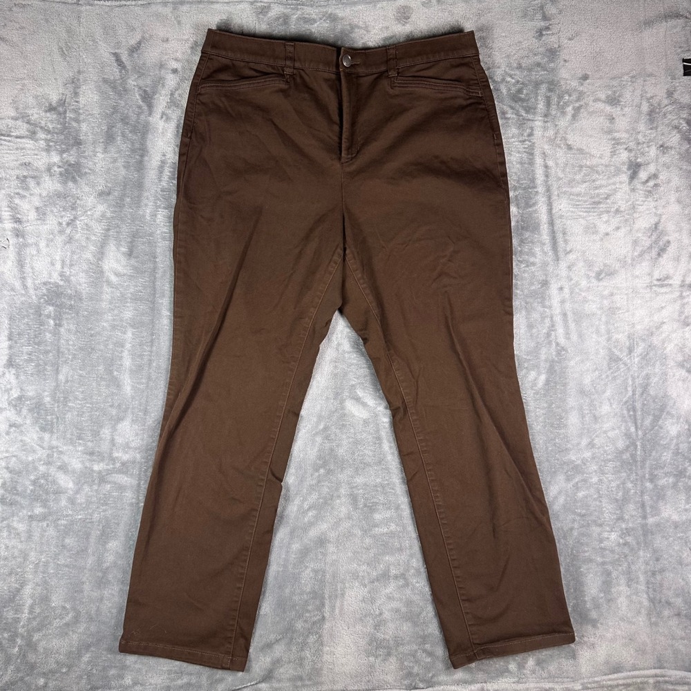Christopher and Banks Signature Slimming Brown Straight Leg Pants Womens 16 - Picture 2 of 7